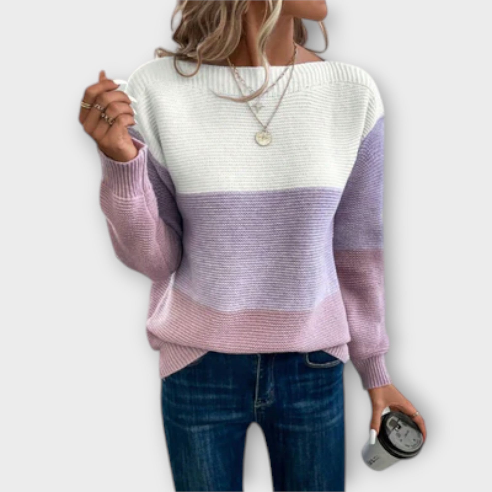 Clara | Elegantni trobojni patchwork pulover