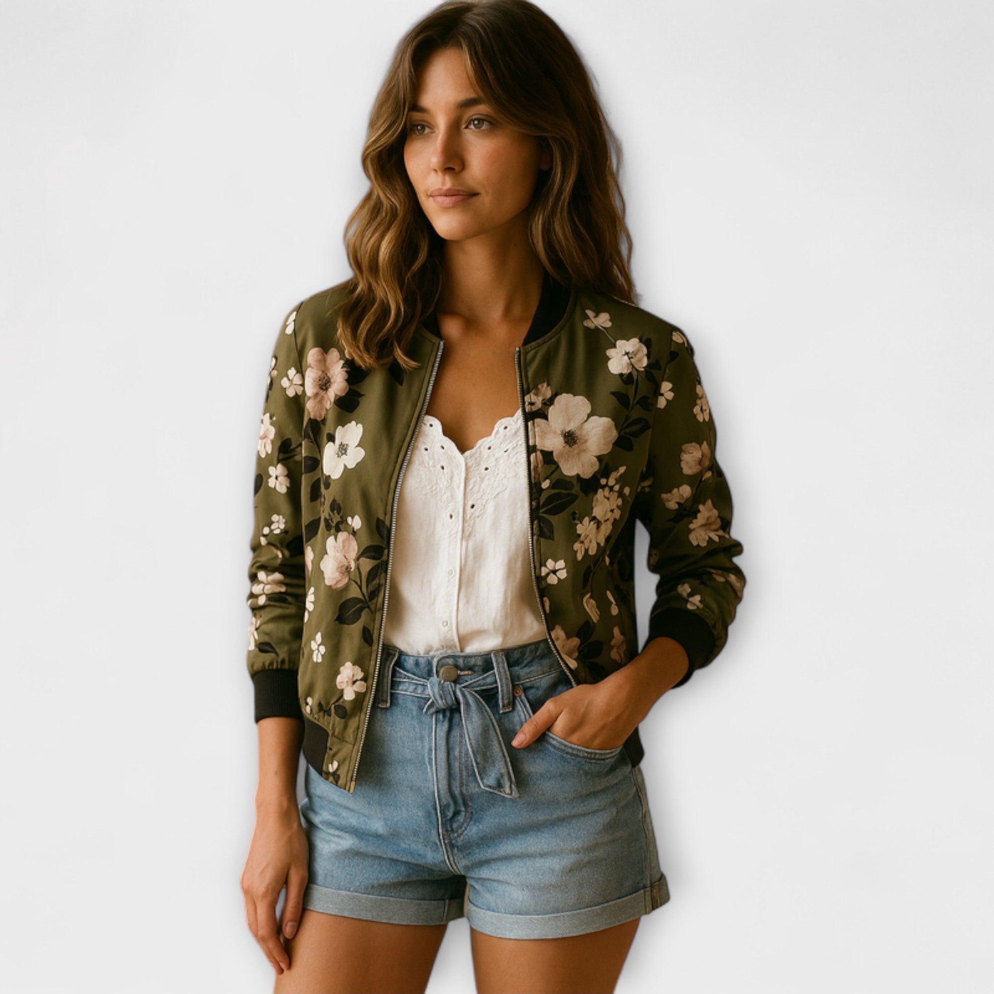 Leona | Cvjetna bomber jakna