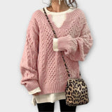 Lily | Oversized pleteni džemper s uzorkom pletenica