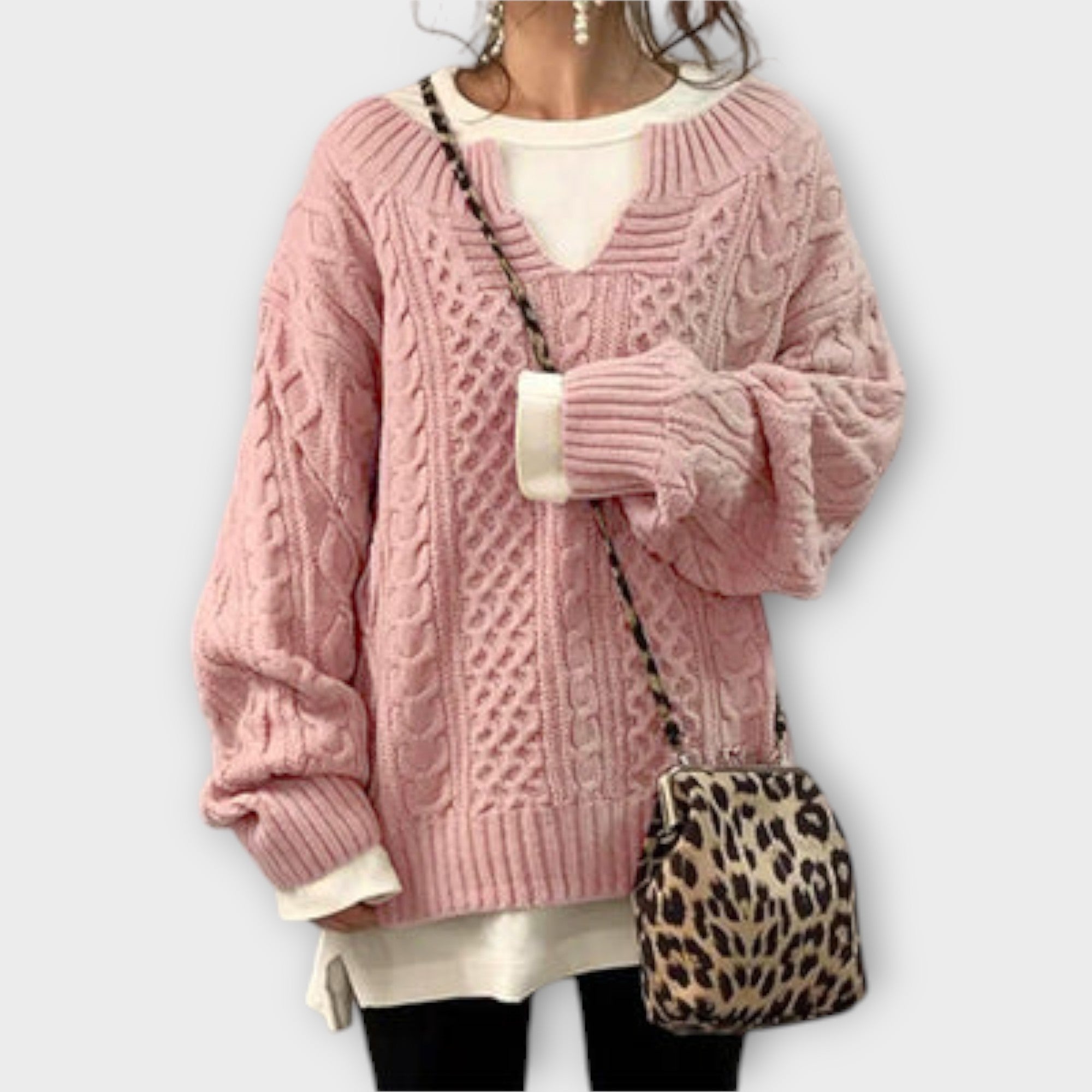 Lily | Oversized pleteni džemper s uzorkom pletenica