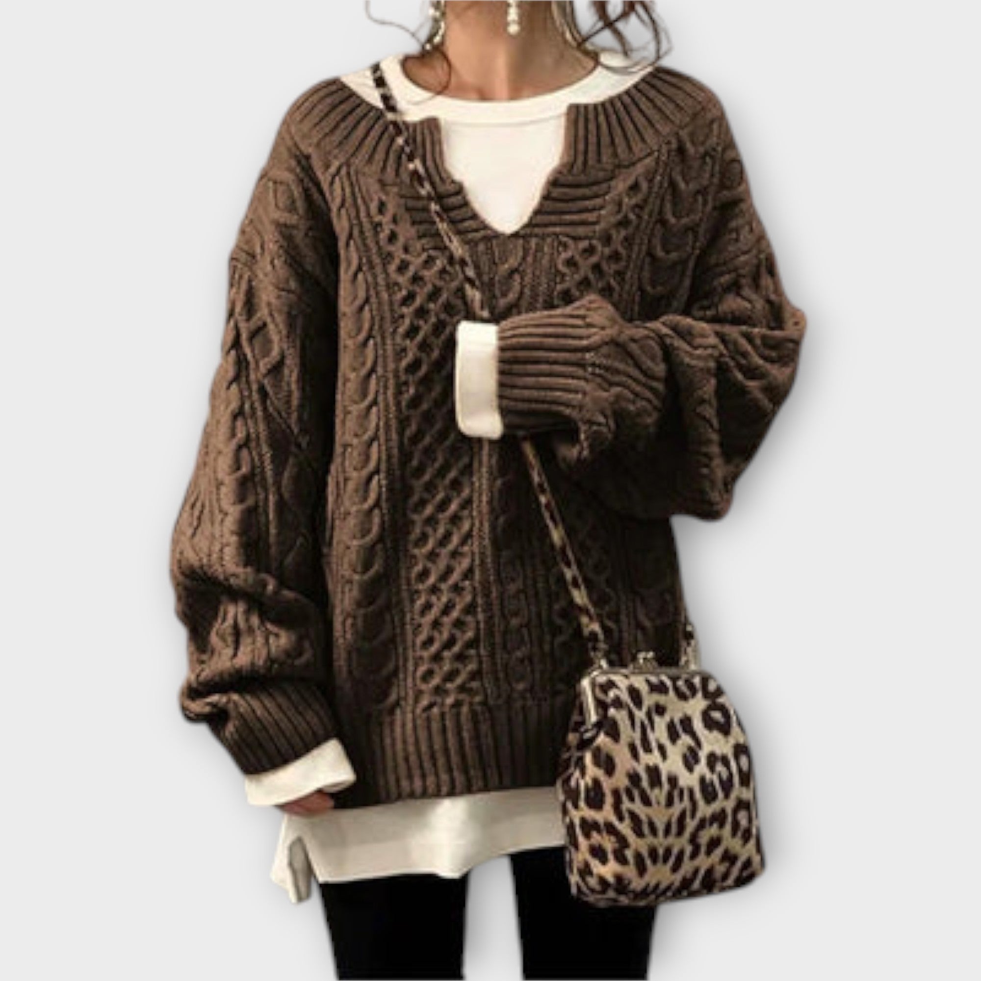 Lily | Oversized pleteni džemper s uzorkom pletenica