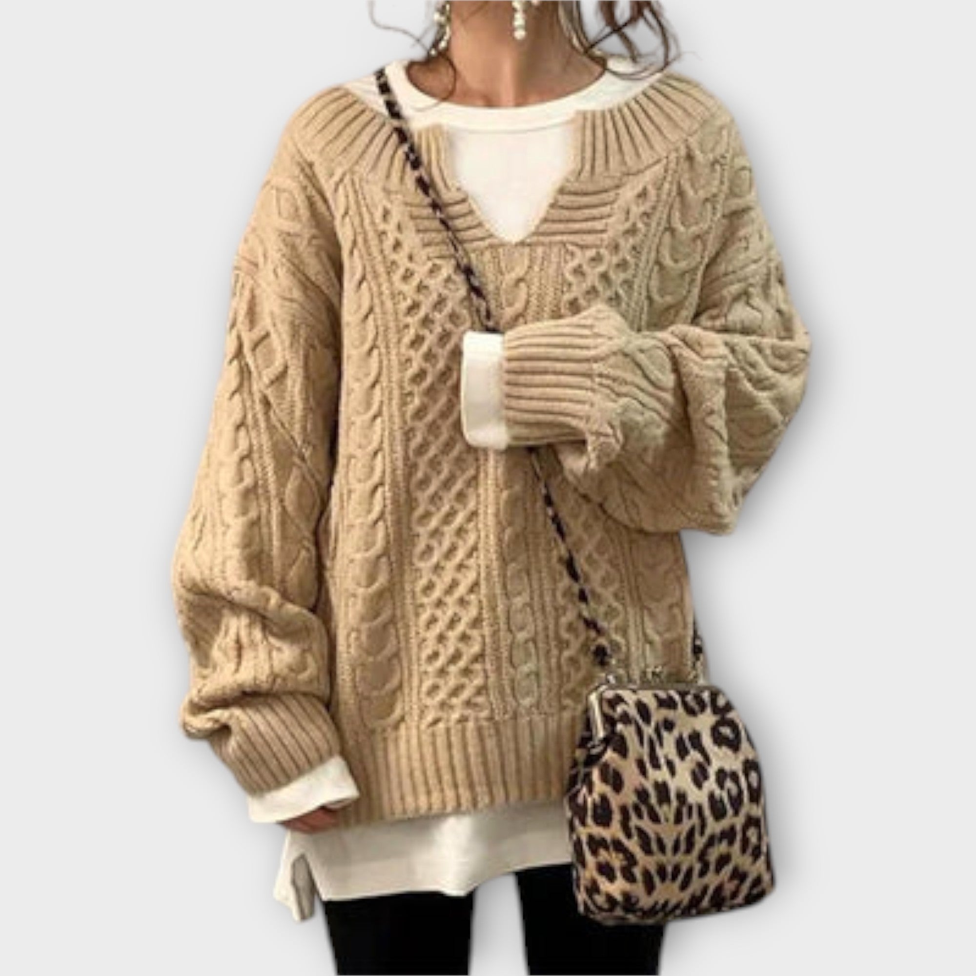 Lily | Oversized pleteni džemper s uzorkom pletenica
