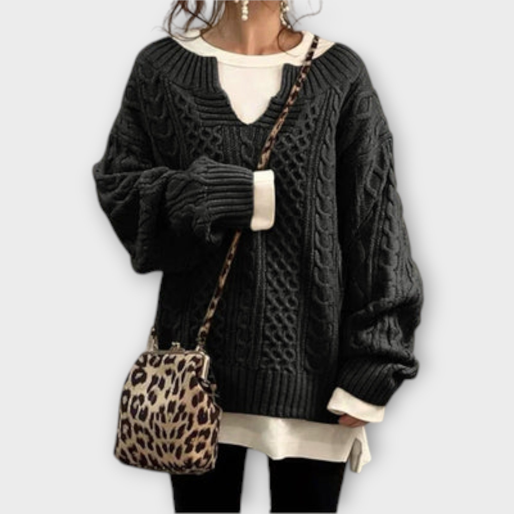 Lily | Oversized pleteni džemper s uzorkom pletenica