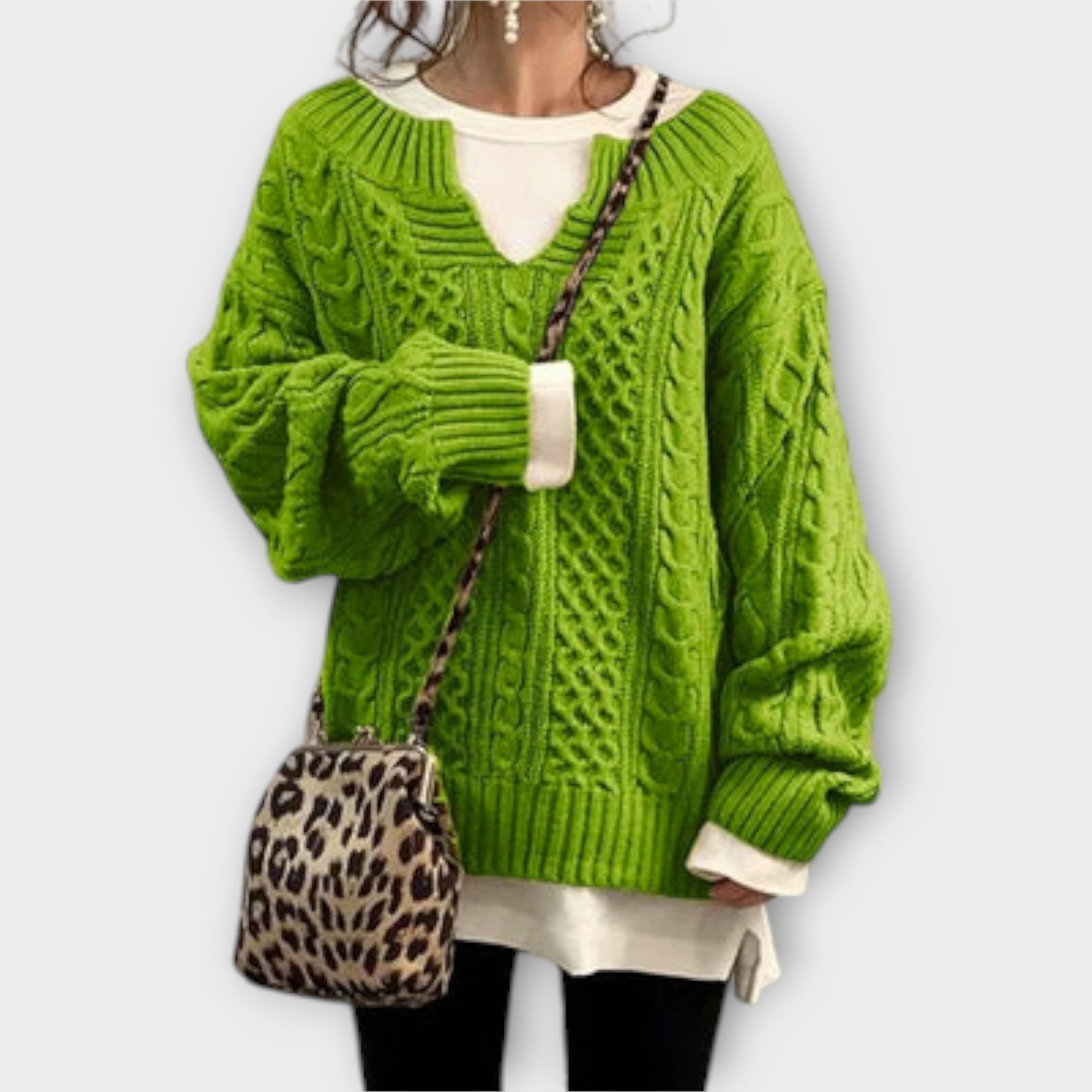 Lily | Oversized pleteni džemper s uzorkom pletenica