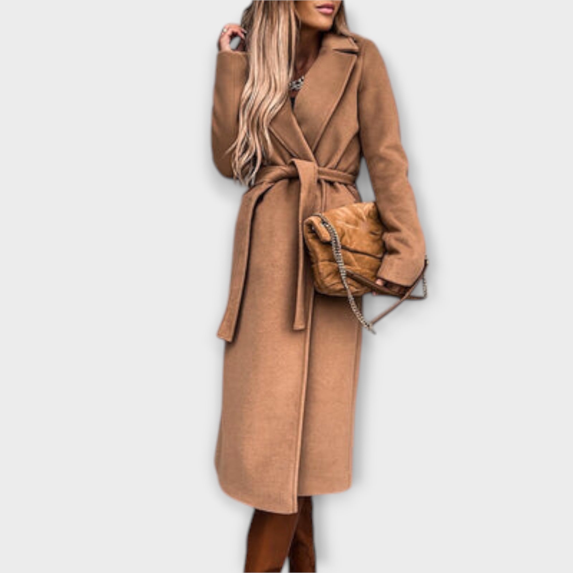 Zorka | Ženski elegantni dugi kaput s pojasom