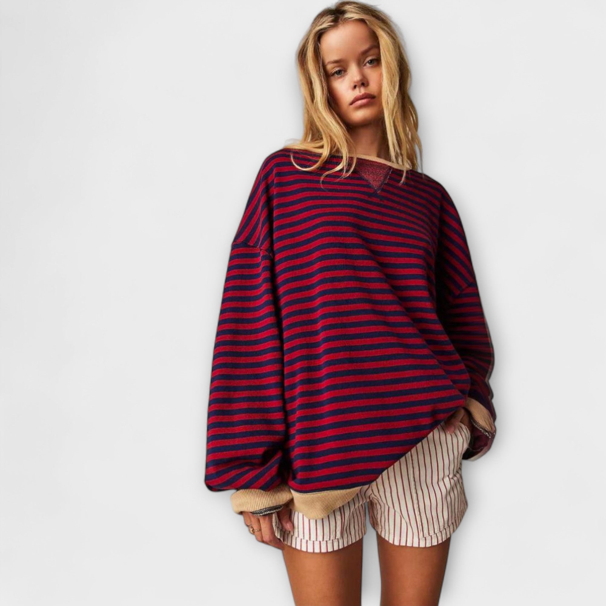 Mary | Prugasti Oversize Pulover
