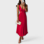 Elegantna midi večernja haljina s plisom - A minha loja