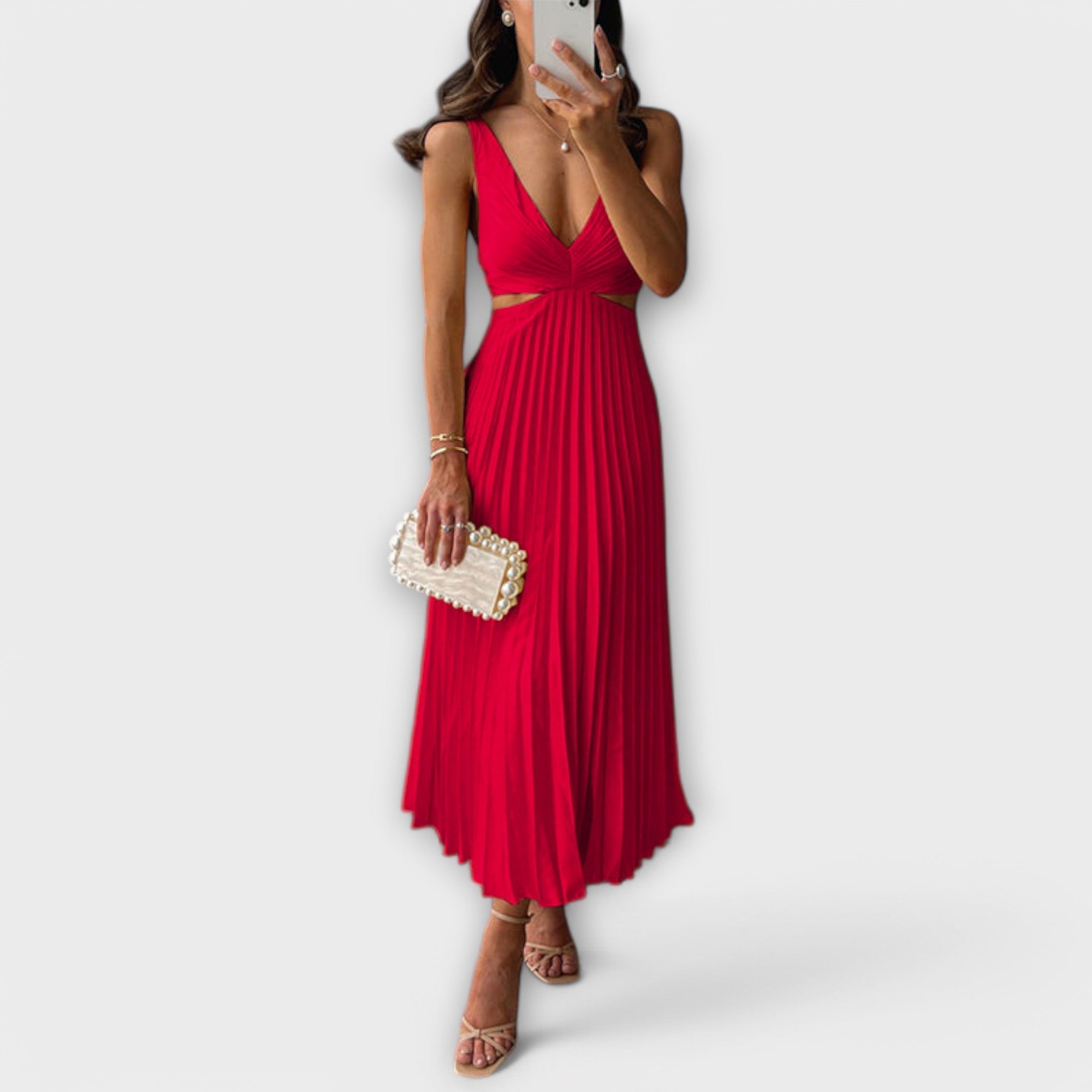 Elegantna midi večernja haljina s plisom - A minha loja