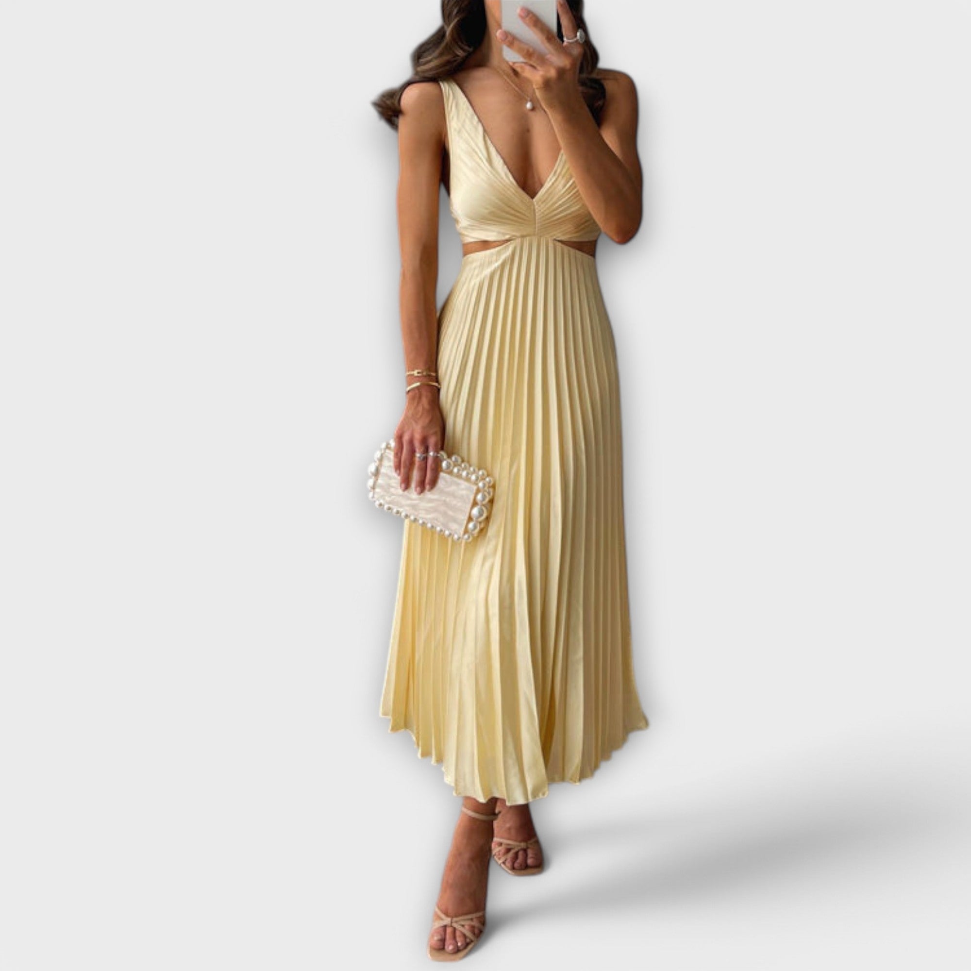 Elegantna midi večernja haljina s plisom - A minha loja