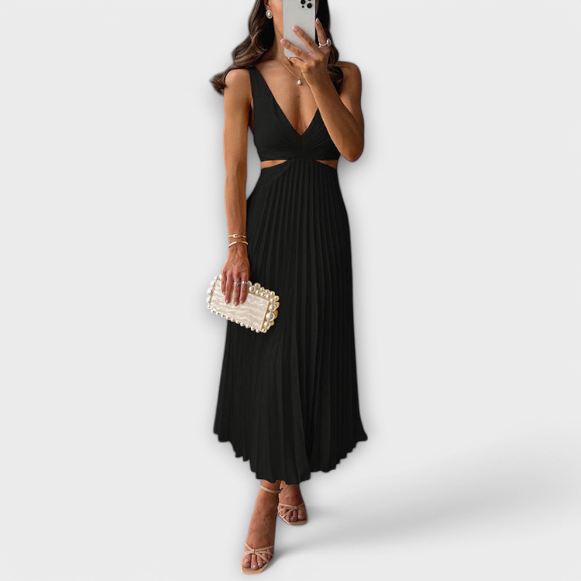 Elegantna midi večernja haljina s plisom - A minha loja