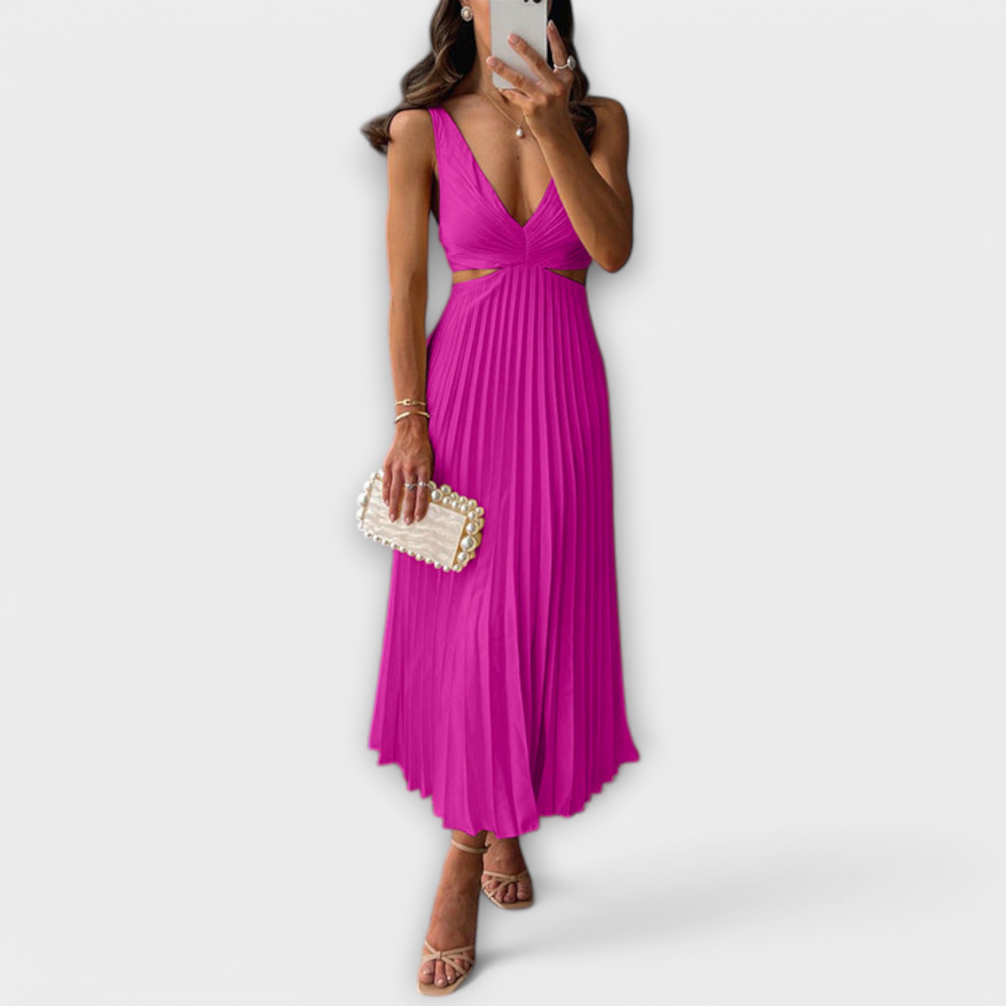 Elegantna midi večernja haljina s plisom - A minha loja