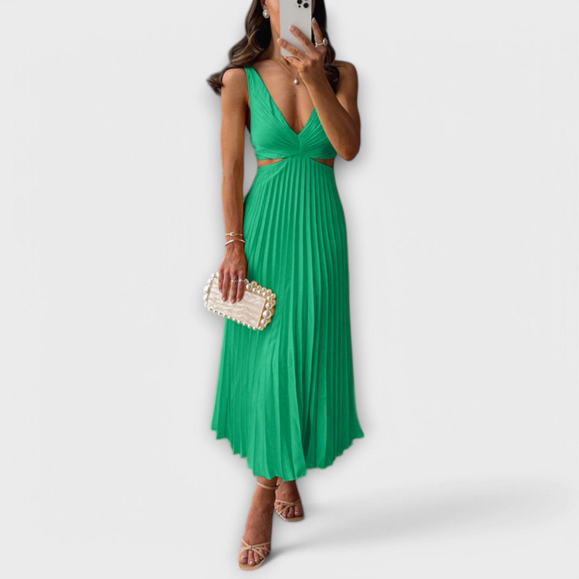 Elegantna midi večernja haljina s plisom - A minha loja