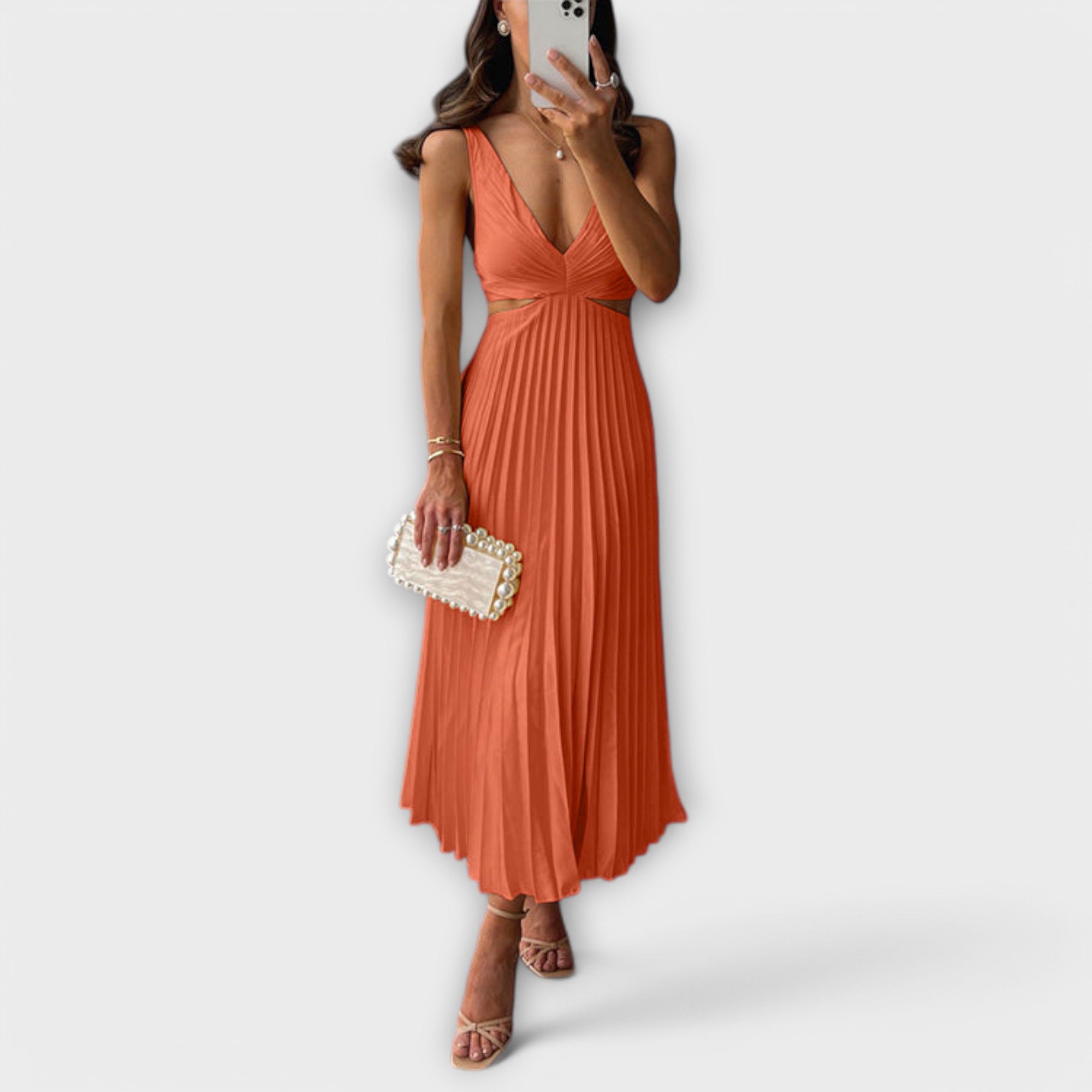 Elegantna midi večernja haljina s plisom - A minha loja