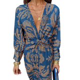 Arielle | Boho luksuzna preklopna haljina, casual chic spoj