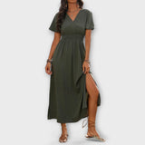 Heather - Elegantna boho haljina s V izrezom i dugim rukavima - A minha loja