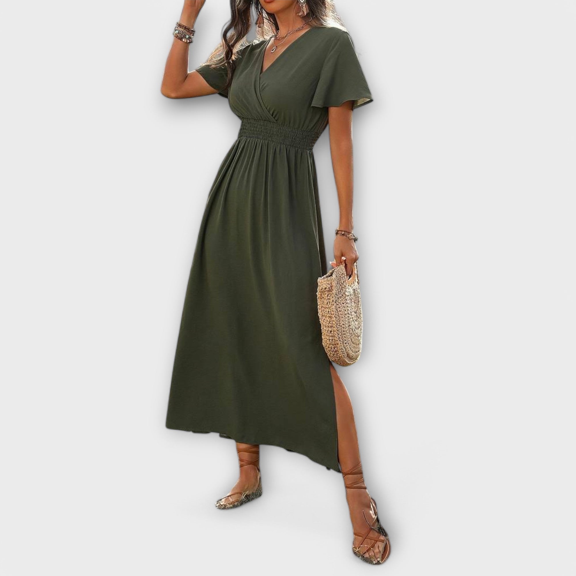 Heather - Elegantna boho haljina s V izrezom i dugim rukavima - A minha loja