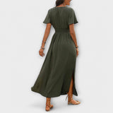 Heather - Elegantna boho haljina s V izrezom i dugim rukavima - A minha loja