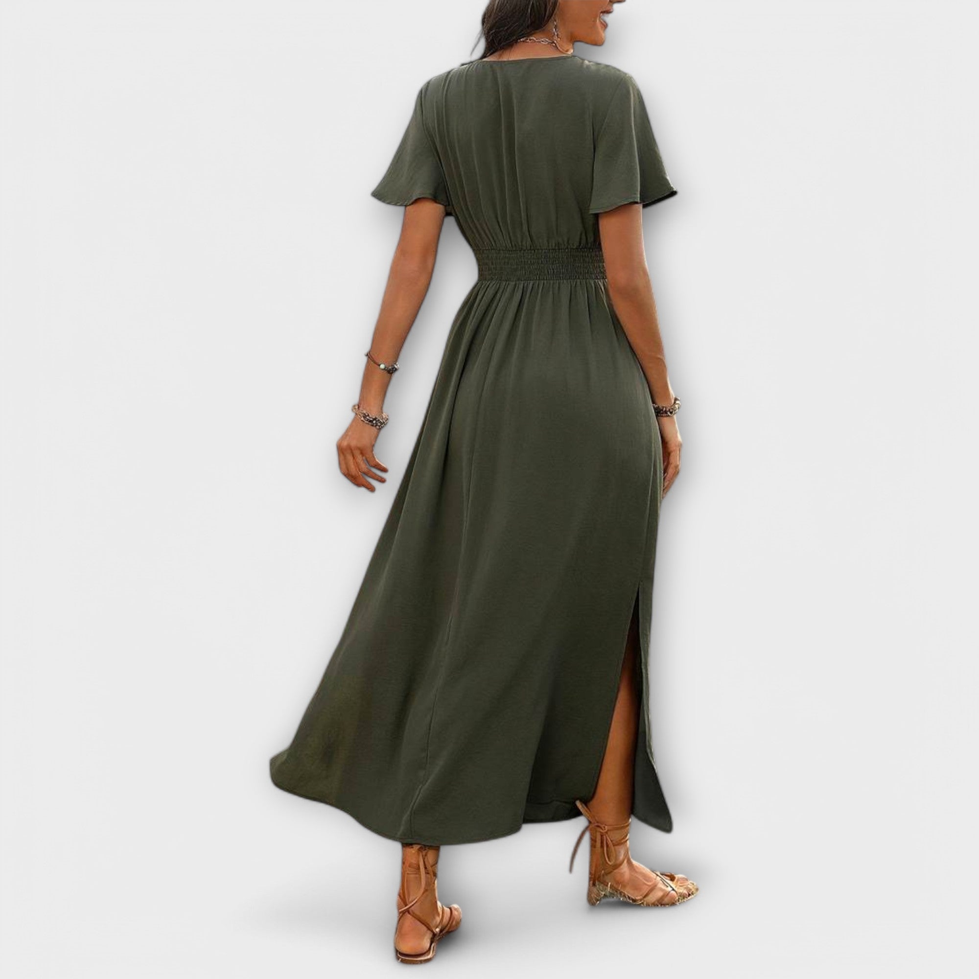 Heather - Elegantna boho haljina s V izrezom i dugim rukavima - A minha loja