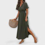 Heather - Elegantna boho haljina s V izrezom i dugim rukavima - A minha loja