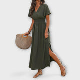 Heather - Elegantna boho haljina s V izrezom i dugim rukavima - A minha loja