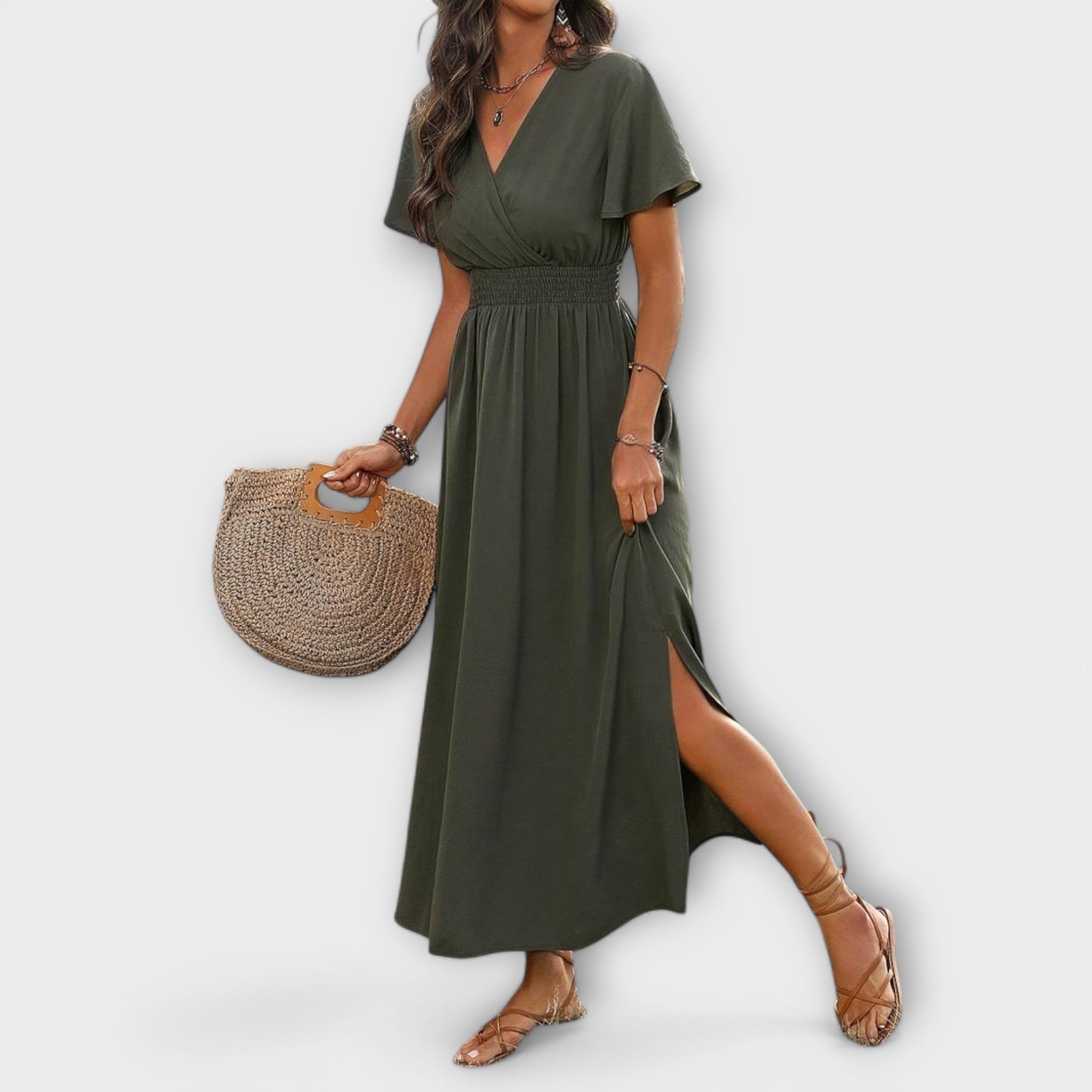Heather - Elegantna boho haljina s V izrezom i dugim rukavima - A minha loja