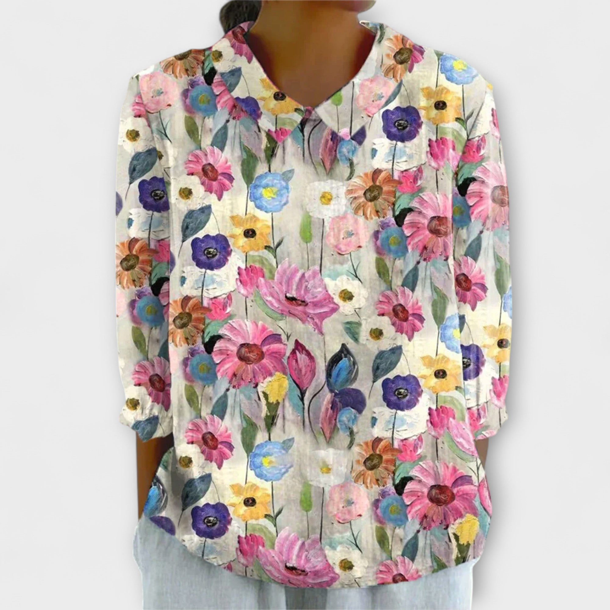 Kelly - Vintage cvjetna bluza od pamuka i lanena - A minha loja