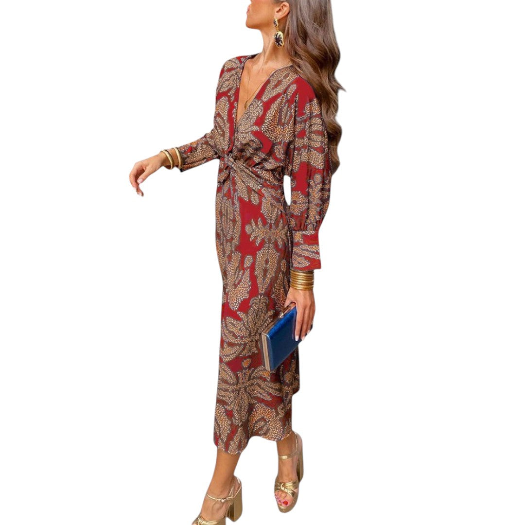 Arielle | Boho luksuzna preklopna haljina, casual chic spoj