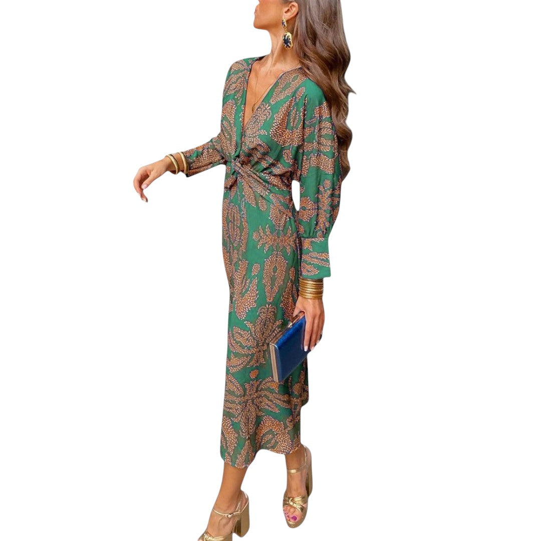 Arielle | Boho luksuzna preklopna haljina, casual chic spoj